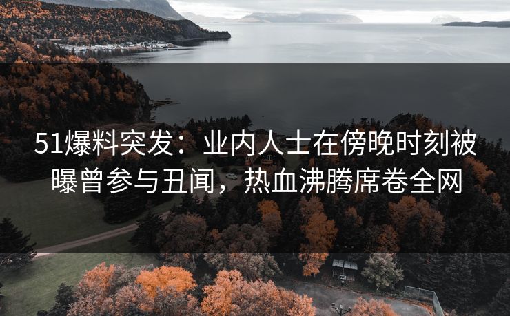 51爆料突发：业内人士在傍晚时刻被曝曾参与丑闻，热血沸腾席卷全网