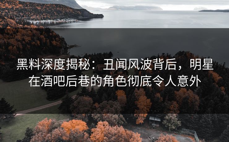 黑料深度揭秘：丑闻风波背后，明星在酒吧后巷的角色彻底令人意外