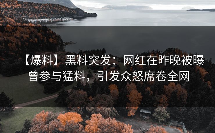 【爆料】黑料突发：网红在昨晚被曝曾参与猛料，引发众怒席卷全网